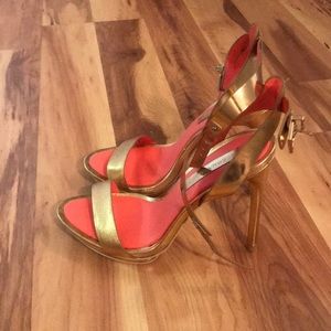 BCBC Maxazria Gold Stiletto Sandals